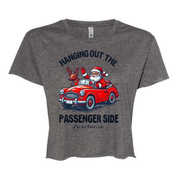 HANGING OUT THE PASSENGER SIDE SANTA REINDEER CROP TOP BY LAT SIZE LARGE - Picture 1 of 1